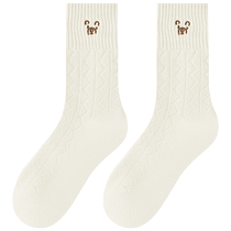 Zhuji Socks Womens Autumn and Winter Pure Cotton Mid-Tube Socks Plus Velvet Thickened Terry Socks Boneless Postpartum Socks Winter Long Socks