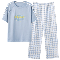 Catman pure cotton pajamas for women summer 2024 new thin short-sleeved trousers summer simple wearable home clothes set