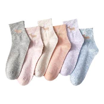 Langsha Socks Women's Spring and Autumn Mid-Tube Socks 100% Cotton Thickened Deodorant Spring and Autumn Women's Long Socks