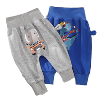 Jingqi baby pants spring and autumn boys big butt pants 2023 new high waist belly protection pure cotton sweatpants sweatpants