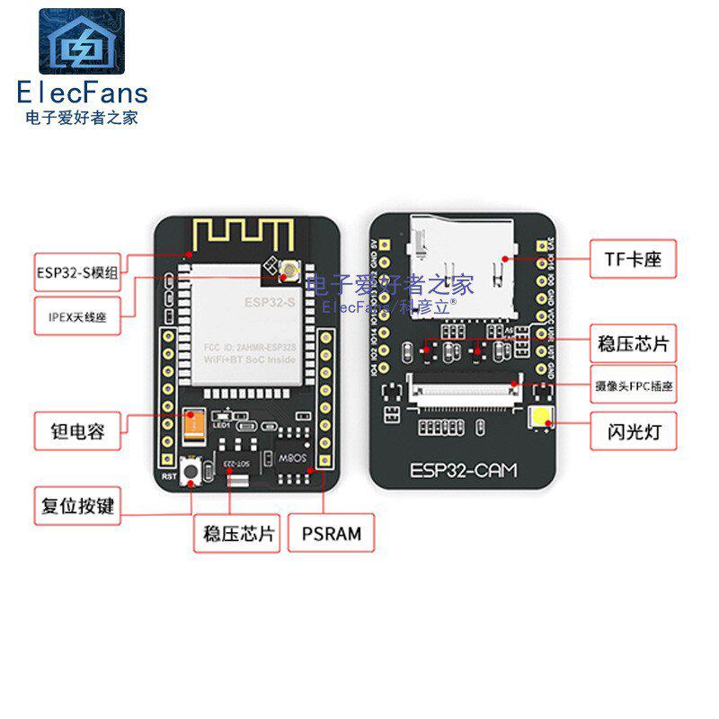 .ESP32-CAM-MB 串口轉WIFI+藍牙開 ??發板模塊物聯網 帶OV2640攝
