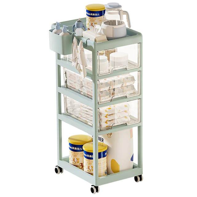 Baby supplies storage rack feeding table bedside push cart