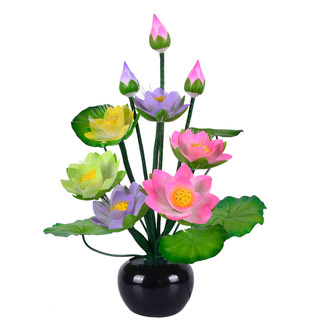 Bonsai flower arrangement colorful fiber optic simulation buddha lamp