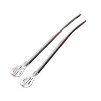 German stainless steel straw spoon dual-purpose creative coffee stirring spoon environmentally friendly drinking tube juice milk tea filter straw