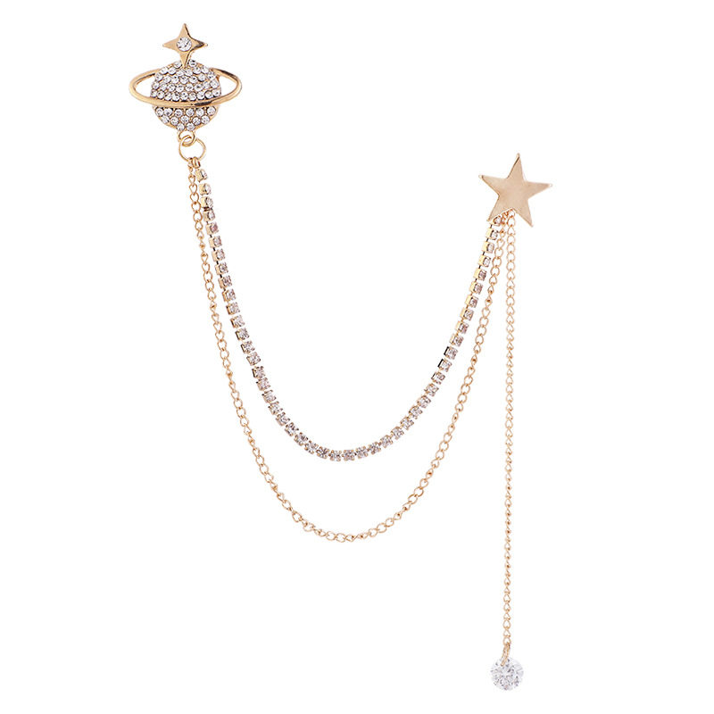 Celebrity-endorsed planet chain brooch, versatile corsage, exquisite pin, men's and women's suit jacket accessory, gift box set.