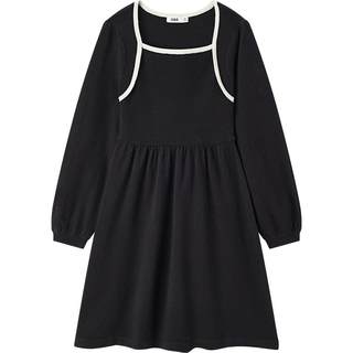 Semir dress women's contrast color square neck knitted skirt french elegant 2023 new winter slim bottoming skirt temperament