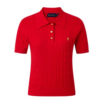 Polowalk red short-sleeved pullover sweater