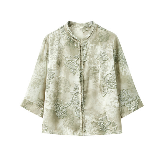 Mulberry silk top women's summer cardigan silk shirt