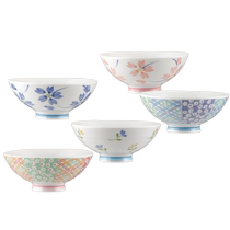 (Self-operated) Japan imported ceramic rice bowl household Japanese tableware set 2023 new product 5 bowl gift box