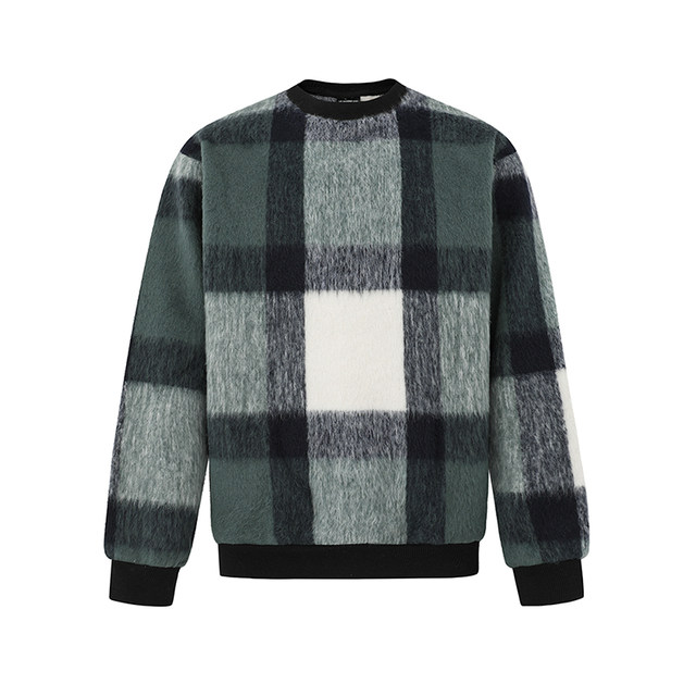 MRCYC mohair color-blocking pullover sweater men's winter loose warm top Korean trendy round neck knitted sweater