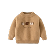 Childrens sweaters autumn and winter 2024 new style plus velvet thick knitted sweaters for boys and girls tops baby winter bottoming shirts