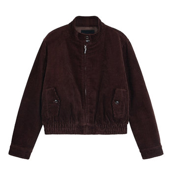 Timeless style corduroy stand collar cotton jacket top Timeless style corduroy stand collar cotton jacket top