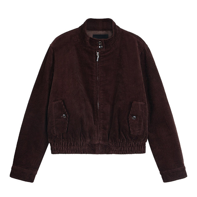 Timeless style corduroy stand collar cotton jacket top