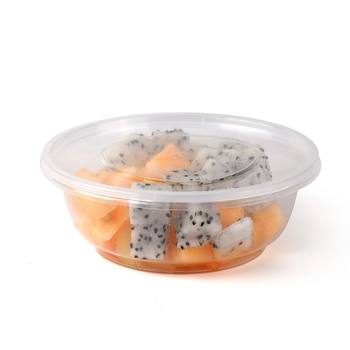 Round disposable lunch box packaging plastic thickened transparent takeaway lunch box ໂຖປັດສະວະຊຸບອາຫານຈານດ່ວນທີ່ມີຝາປິດຂາຍສົ່ງຮອບ