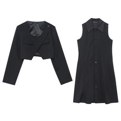 Fat fairy Yingying plus size women's spring style fat MM commuting design sense of stacking slim suit vest skirt suit