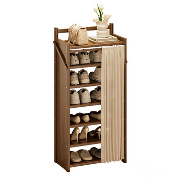 Shoe rack with small narrow door safety equipment rack
