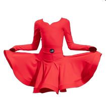 2024 New Latin Dance Competition Uniforms Girls Long Sleeves Middle Finger Split Professional Regulations Childrens Exam Performance Uniforms