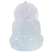 Light language picking up Myanmar natural A-grade jade ice translucent light green flower refreshing jade Guanyin pendant