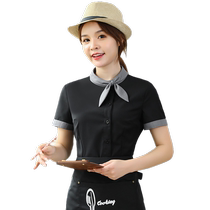 High-end hotel restaurant waiter work clothes short-sleeved summer female catering front desk hotel hot pot milk tea shop customized