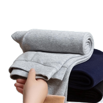 School uniform artifact integrated velvet warm pants for boys and adolescents in winter plus velvet and thickening junior high school students and older childrens Northeastern cotton pants