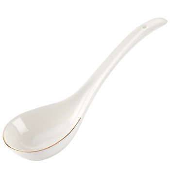 Bone china gold-rimmed ceramic spoon, ບ່ວງແກງໃນຄົວເຮືອນ, ບ່ວງຂະຫນາດນ້ອຍ, ບ່ວງ porridge, ບ່ວງ noodle, ບ່ວງ ceramic