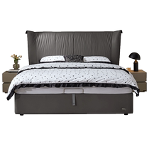 (Brand Flash Sale) Quanyou Home Leather Bed Modern Simple Master Bedroom High-End Atmosphere 1.8 Meters Large Bed 116036