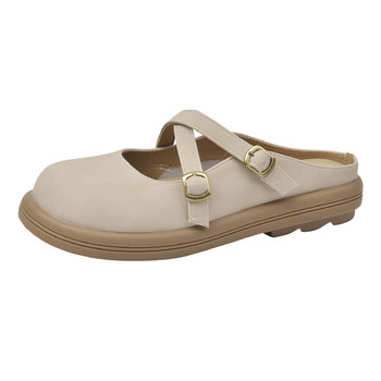 ເກີບແຕະເຄິ່ງເກີບ Baotou ສໍາລັບແມ່ຍິງ summer 2024 ຮູບແບບໃຫມ່ທີ່ມີ skirt Mary Jane ເຄິ່ງ slippers ສໍາລັບແມ່ຍິງຫນາ sole ແບບຝຣັ່ງອອກ sandals