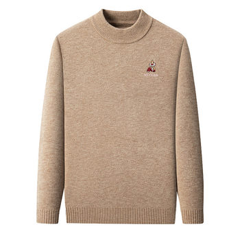 Embroidered scarecrow cashmere sweater loose half turtle neck Embroidered scarecrow cashmere sweater loose half turtle neck