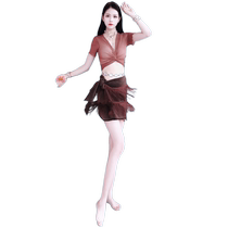 Belly dance practice clothes new brown tassel waistband dance suit oriental dance performance costume group uniform for children