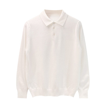 Autumn long-sleeved business casual solid color polo shirt high-end