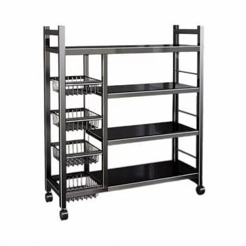Kitchen storage rack floor-mounted multi-layer microwave oven storage rack