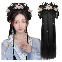 Hanfu headwear costume wig all-in-one lazy hairband full set of hair accessories ancient style bun hair style cushion hair bag