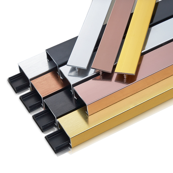 Black titanium U-shaped groove background wall ceiling decorative lines