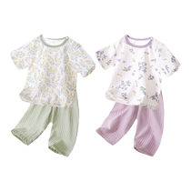 Baby summer suit short-sleeved cropped pants baby pure cotton thin newborn split summer clothes boys and girls summer clothes