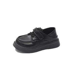 Boys and children's small leather shoes performance black versatile spring