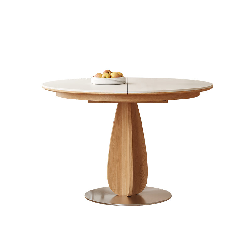 Simple stone solid wood color changeable oval dining table