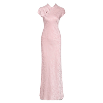 DPLAY2024 Xia Xinxin Chinese style yellow stand collar plate button design national style satin improved cheongsam dress for women