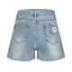 ໂສ້ງຂາສັ້ນ denim ແອວສູງ embroidered ຫົວໃຈ