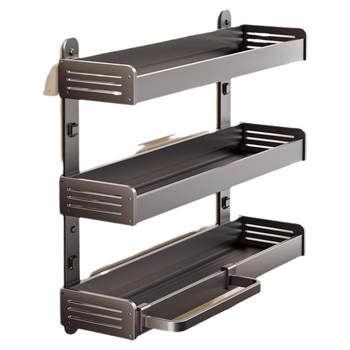 Hole-free kitchen wall-mounted storage rack spice rack