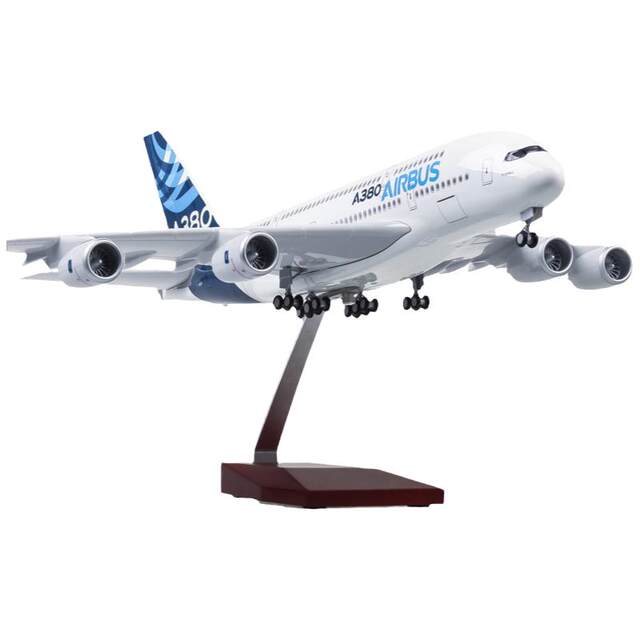 Simulated aircraft model A380 prototype with wheels