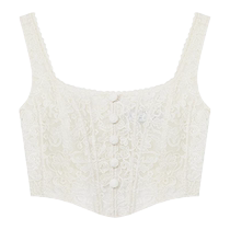 self-portrait 2024 spring and summer new style ivory white lace temperament fishbone bra camisole
