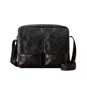 Back step genuine leather commuter crossbody bag casual shoulder bag trendy