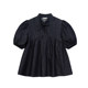 Denim Puff Sleeve Stand Collar Short Sleeve New Chinese Style Top for Women