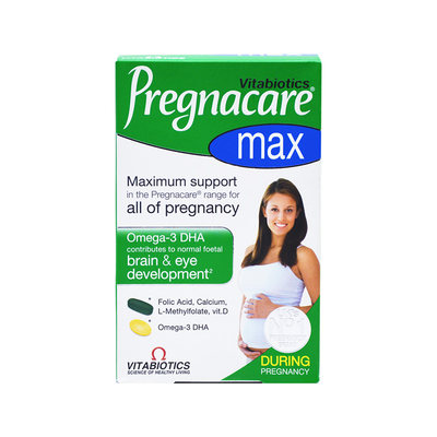 British pregnacare max pregnant women special dha multivitamin tablets folic acid DHA fish oil calcium supplementation during pregnancy