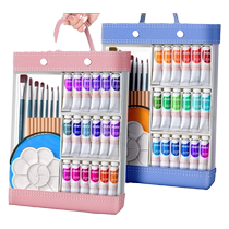 New gouache pigment childrens non-toxic watercolor painting set complete set of special painting tool set for art students 24-color washable color painting palette tool for primary school students