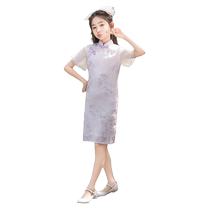 New Chinese style girls cheongsam 2024 new summer thin section for girls big children little girls Republic of China style dress summer