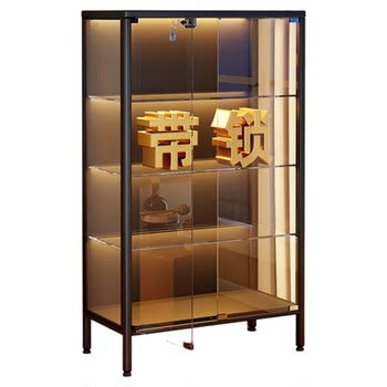 Glass display cabinet with lamp and locking figure cabinet pain cabinet