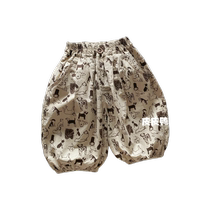 Boys summer casual pants childrens breathable and versatile lantern pants childrens lightweight three-quarter pants baby anti-mosquito pants trendy