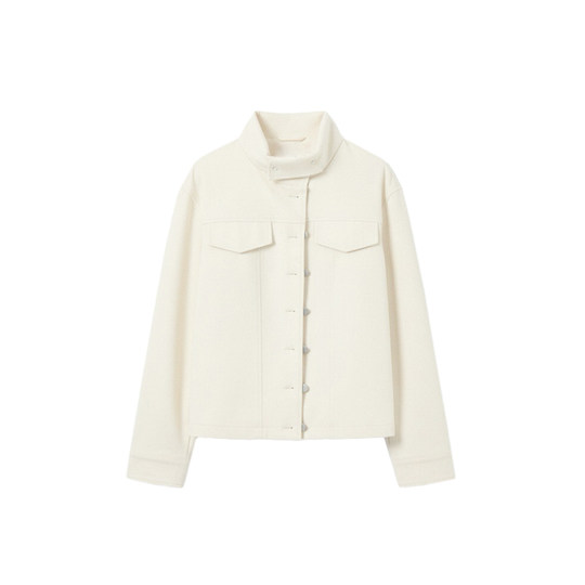 SPEAR YOUTH“白色搁浅”可卷不规则立领麂皮外套设计感夹克上衣