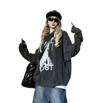 Oversize lazy style high street phantom early autumn washed and distressed hooded heavyweight sweatshirt loose national fashion brand for men and women